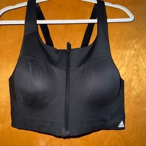Adidas Women's Zip-Front Black Sports Bra